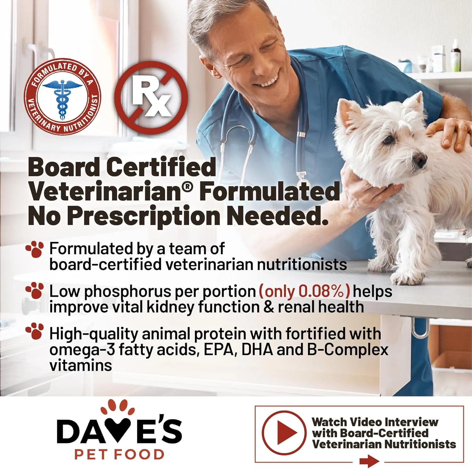 Dave's Pet Food Kidney Care Dog Food (Tuna Pate), Wet Renal Dog Food, Non-Prescription Low Phosphorus, Renal Kidney Support, Vet Formulated, 5.5 oz, (12 Pack)