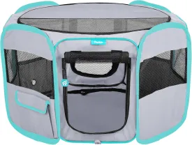 Deluxe Premium Pet Dog Playpen Portable Soft Dog Exercise Pen Kennel with Carry Bag for Dogs, Cats, Kittens, and All Pets (Small, Grey)