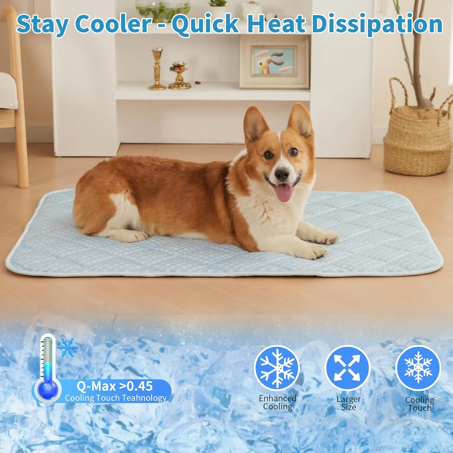 Dog Cooling Mat, 36"x24"Washable Cooling Mat for Dog, Foldable Kennel Pet Bed, Cool Pad (Cool &Warm Surface) for All Seasons Use, Pet Pads for Cats Use in Crate, Kennel, Bed, Sofa (Large)