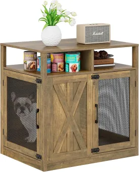 Dog Crate Furniture-Style Dog Crates for Medium and Small Dog31.5 L x 23.6" W x 31.5" H Kennel End Table with 2 Storage Shelf