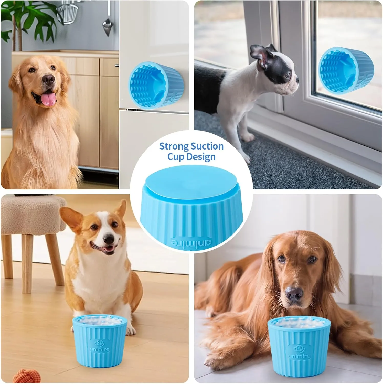 Dog Lick Bowl, Anxiety Relief Dog Licking Mat Freezer Treat Dispenser, Non-Slip Anti-Choking Silicone Slow Feeder Lick Bowl for Small Medium & Large Breed Dogs, BPA Free(Light Blue,M-L)