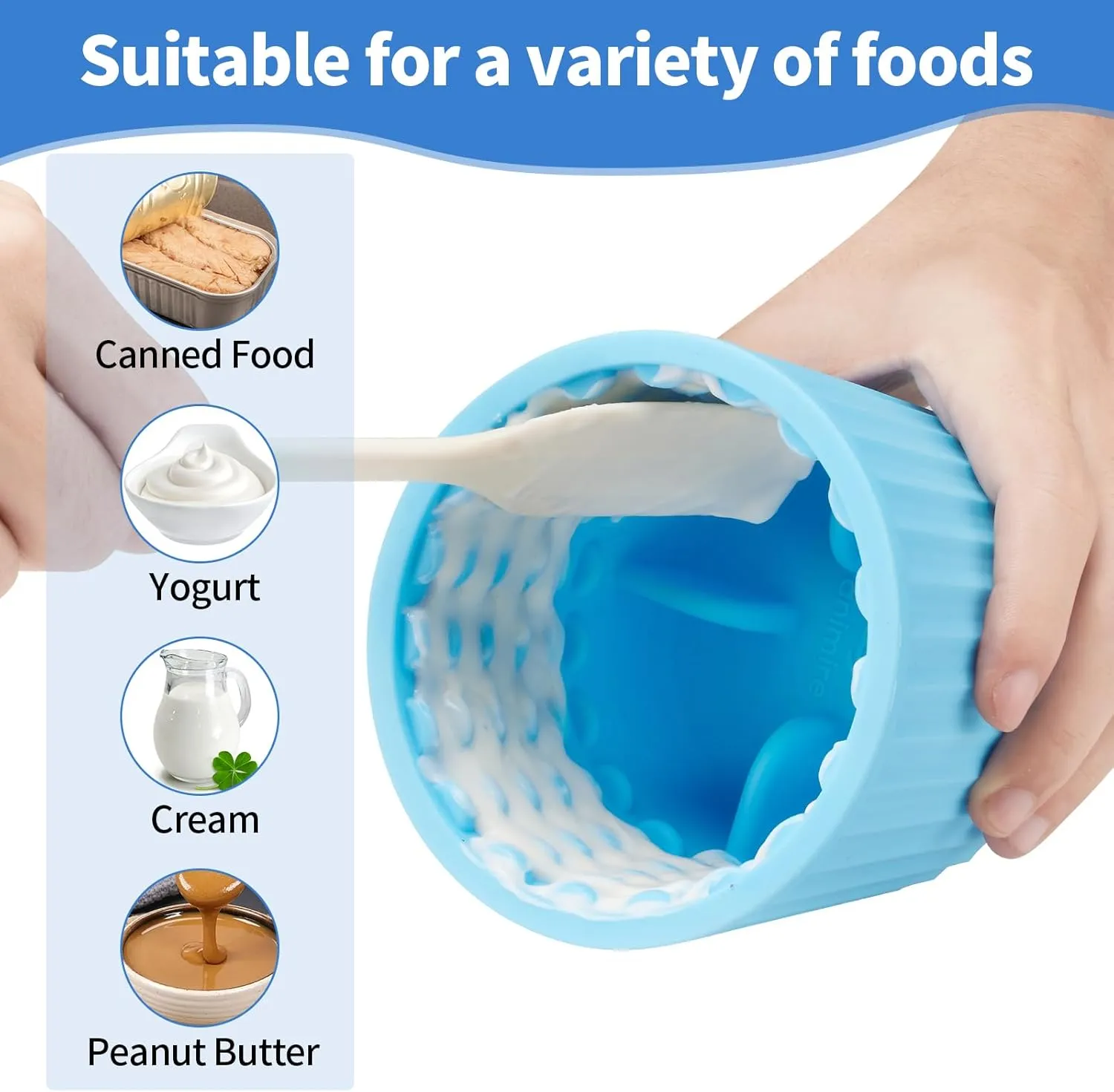 Dog Lick Bowl, Anxiety Relief Dog Licking Mat Freezer Treat Dispenser, Non-Slip Anti-Choking Silicone Slow Feeder Lick Bowl for Small Medium & Large Breed Dogs, BPA Free(Light Blue,M-L)