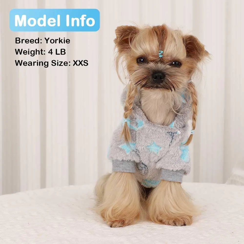 Dog Sweater, Glow in The Dark Dog Hoodie, Soft Flannel Pet Clothes for Boy Girl, Winter Warm Puppy Sweater for Chihuahua Yorkie Cat (Grey Rocket,S)