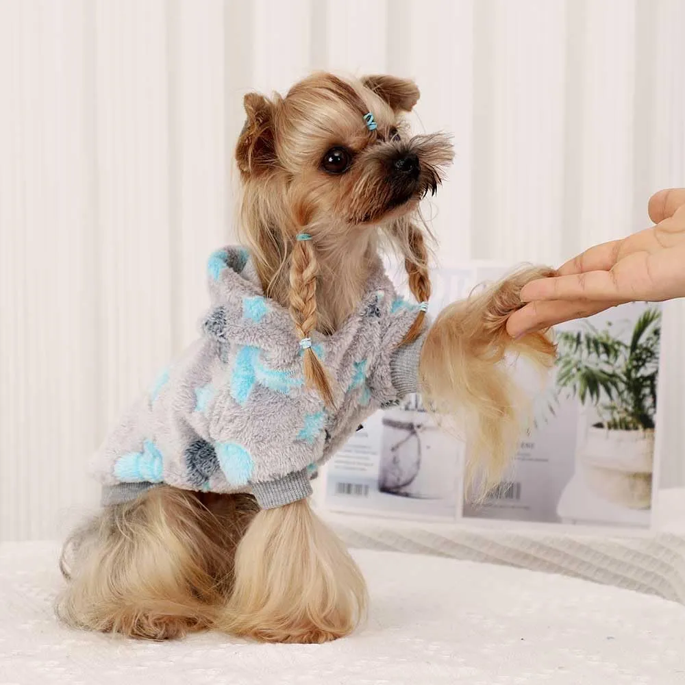 Dog Sweater, Glow in The Dark Dog Hoodie, Soft Flannel Pet Clothes for Boy Girl, Winter Warm Puppy Sweater for Chihuahua Yorkie Cat (Grey Rocket,S)