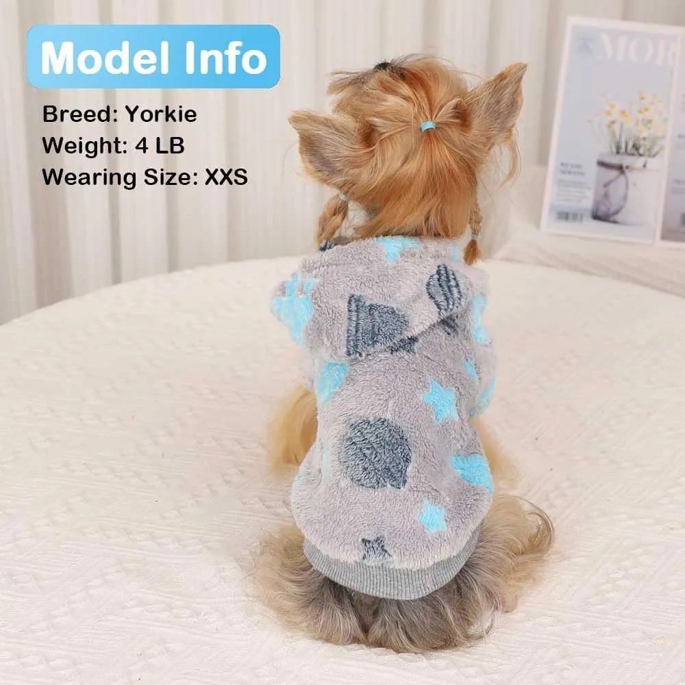 Dog Sweater, Glow in The Dark Dog Hoodie, Soft Flannel Pet Clothes for Boy Girl, Winter Warm Puppy Sweater for Chihuahua Yorkie Cat (Grey Rocket,S)