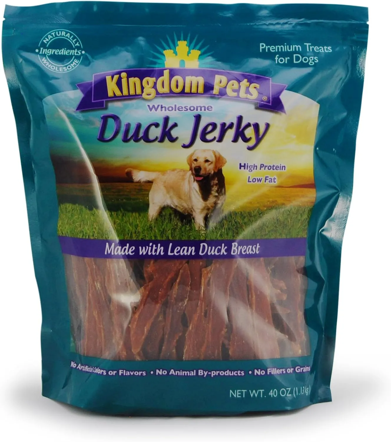 Duck Breast Jerky Dog Treats with Only 3 Ingredients and No Fillers, 2.5 Pound Bag