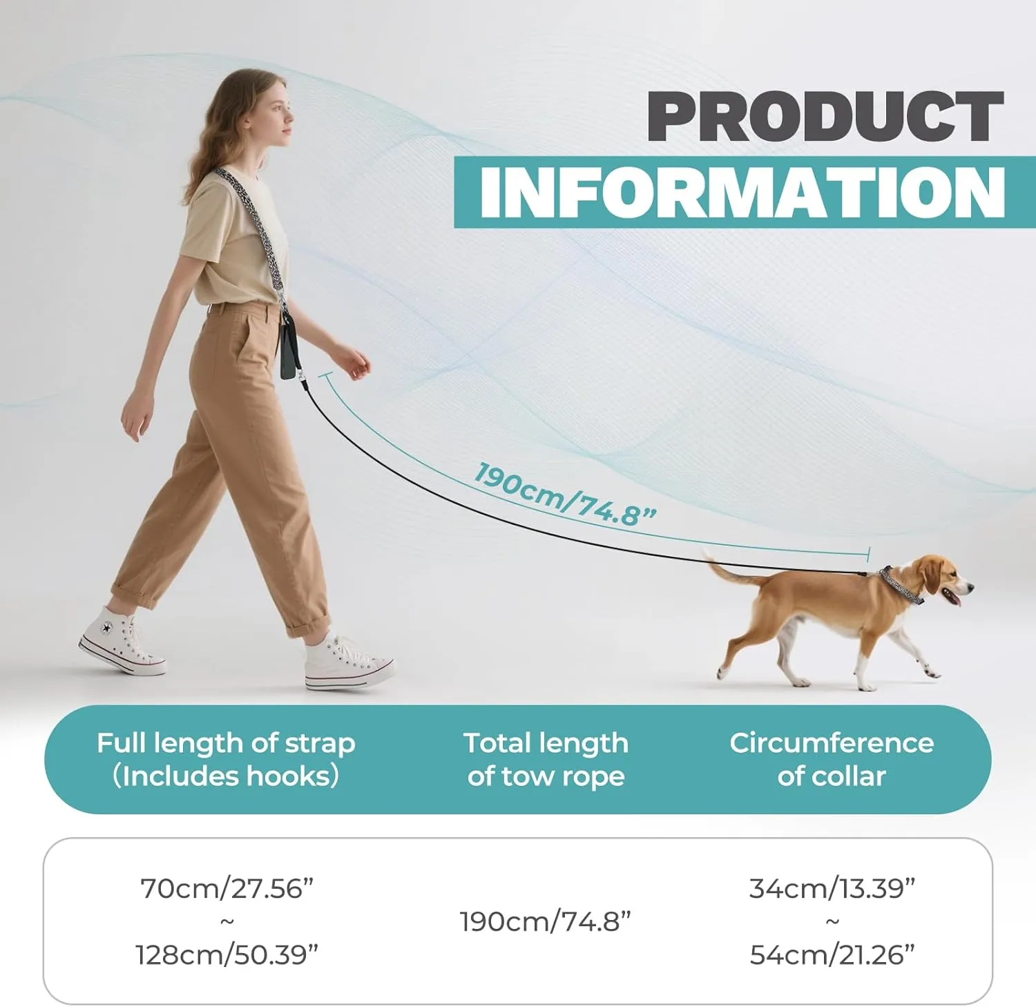 E-Clover Hands Free Dog Leash Adjustable Waist & Crossbody Leopard Print Collar and Leash Set Free Disassembly Waist Leashes for Dog Walking Jogging Brown