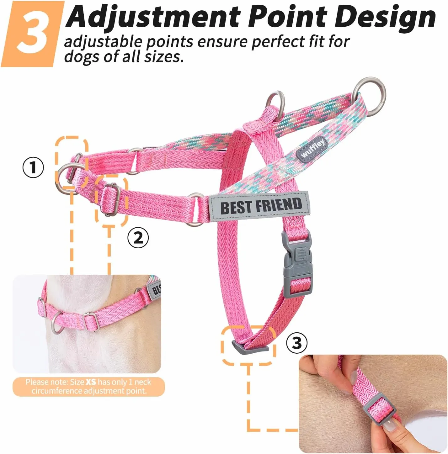 Easy Walk Dog Harness and Leash Set, Freedom No Pull Harness with 2 Patches,Escape Proof/Quick Fit to Adjust Dog Vest Harness,Easy for Training Walking for Small,Medium & Large Dogs(Pink,M)