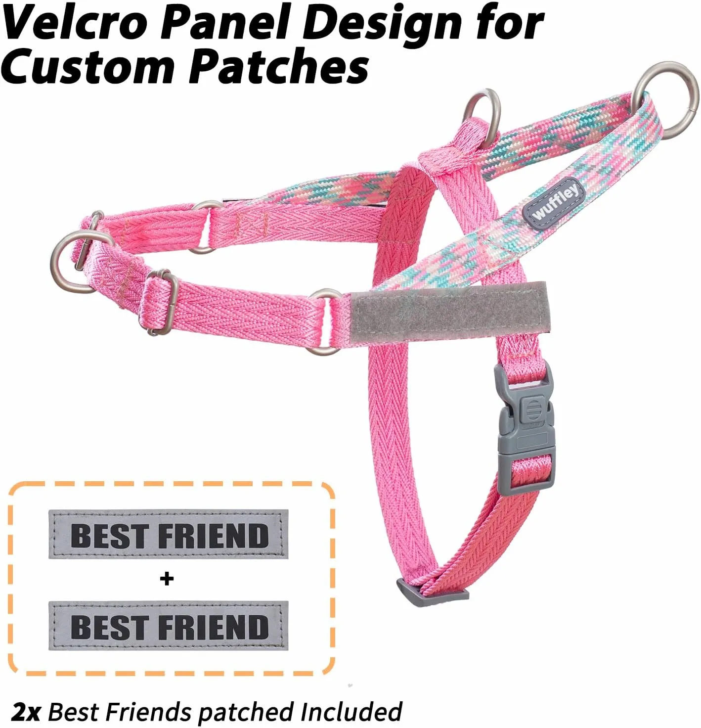 Easy Walk Dog Harness and Leash Set, Freedom No Pull Harness with 2 Patches,Escape Proof/Quick Fit to Adjust Dog Vest Harness,Easy for Training Walking for Small,Medium & Large Dogs(Pink,M)