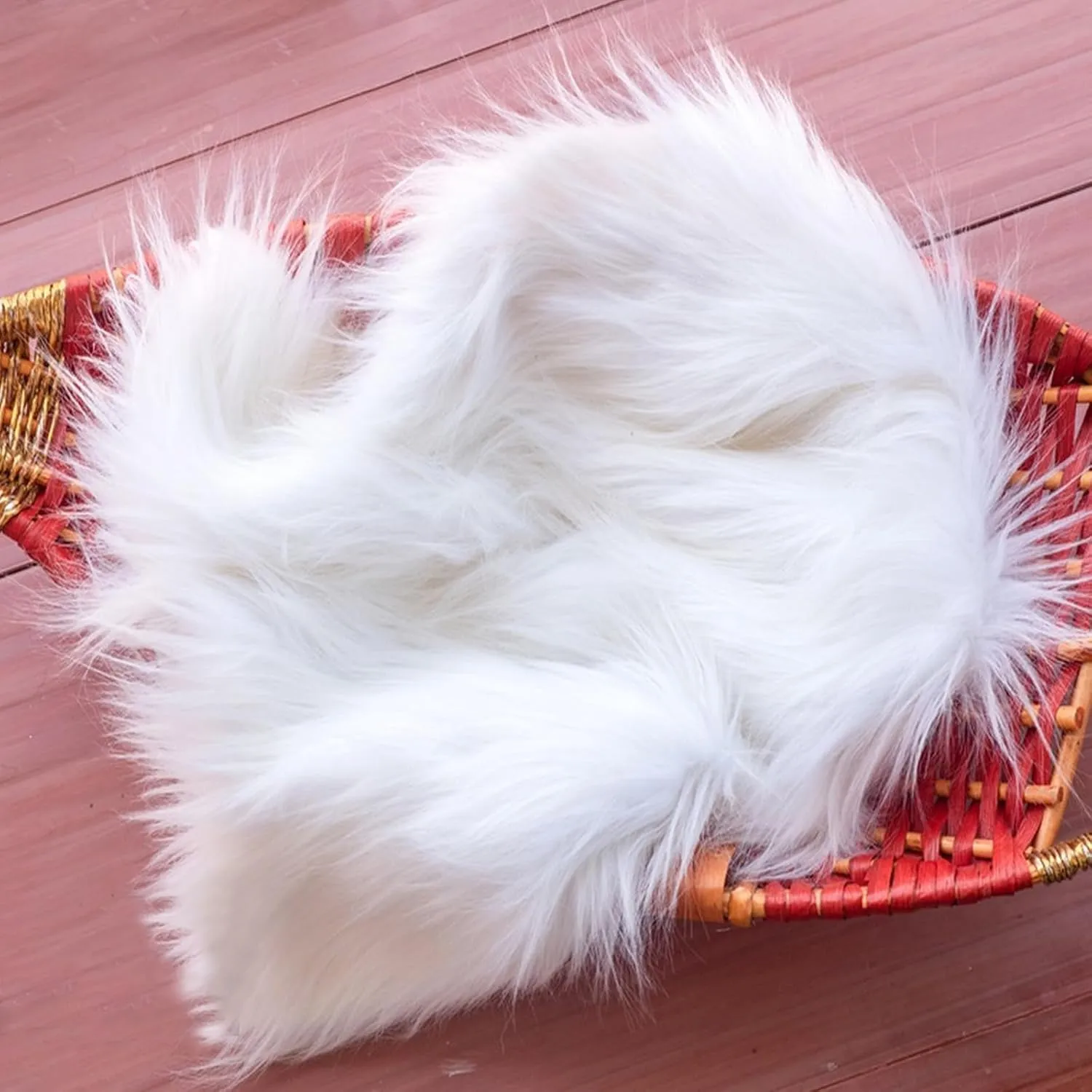 Fluffy Dog Cat Bed Mat 19.6x31.4 inch, Washable Soft Plush Faux Fur Warm Area Puppy Pads Blanket for Indoor Pet Sleep Cushion White
