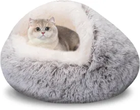 GOSALISU Indoor Cat & Small Dog Cozy Heated Bed - Round, Calming, Anti-Slip, Machine Washable, 20in