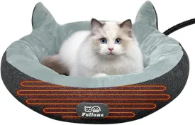 Heated Cat Bed for Indoor Cats, 19" Round Heated Pet Bed with Chew Resistant Cord. Soft & Cozy Electric Pet Heating Pad, Indoor Kitty Bed Cat Heating Pad for Small and Medium Cats.