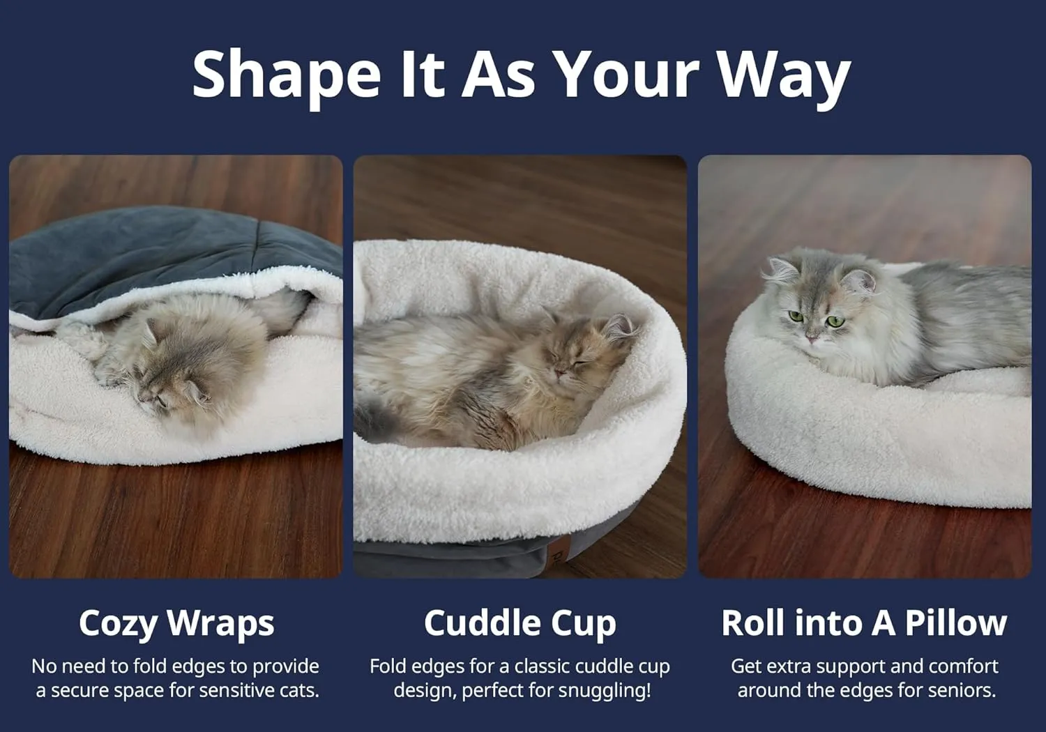 Heated Cat Bed with Auto Shut Off Timer, 17.7" x 13.7" Adjustable Temperature Indoor Pet Heating Cushion Bed for Kittens, Cats, Puppies and Small Dogs, Blue