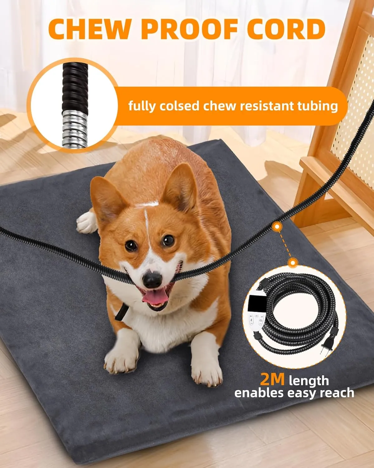 Heated Dog Cat Bed Indoor - Pet Heating Pad Machine Washable Cover, Temperature Adjustable, 12H or Always on Heating Time Heated Blanket, LCD Display (18 x 18in, 1 Pack)