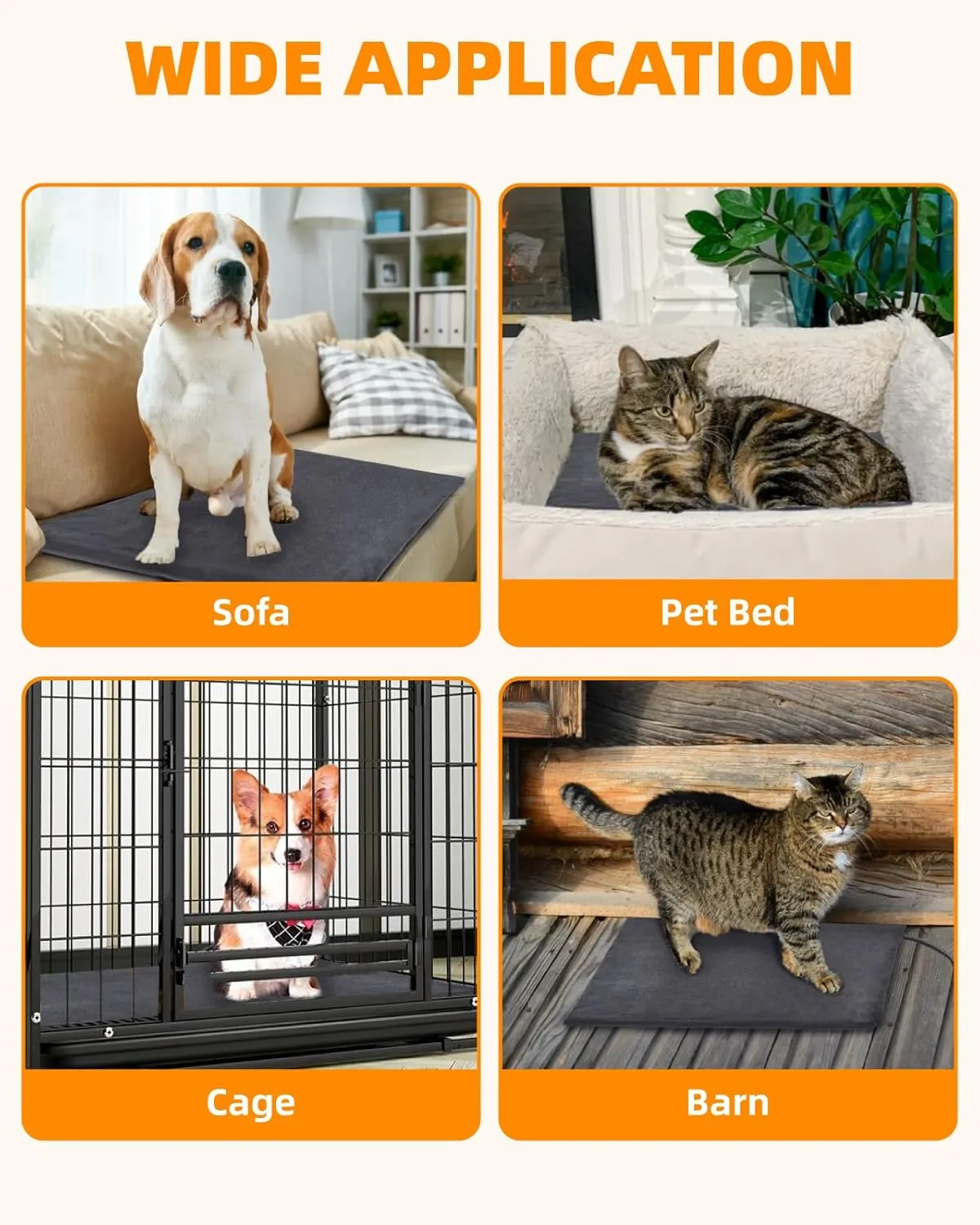 Heated Dog Cat Bed Indoor - Pet Heating Pad Machine Washable Cover, Temperature Adjustable, 12H or Always on Heating Time Heated Blanket, LCD Display (18 x 18in, 1 Pack)