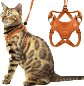 Houdini Escape Proof Cat Harness and Leash Set by OutdoorBengal  Orange, Medium Cat Harness for Walking