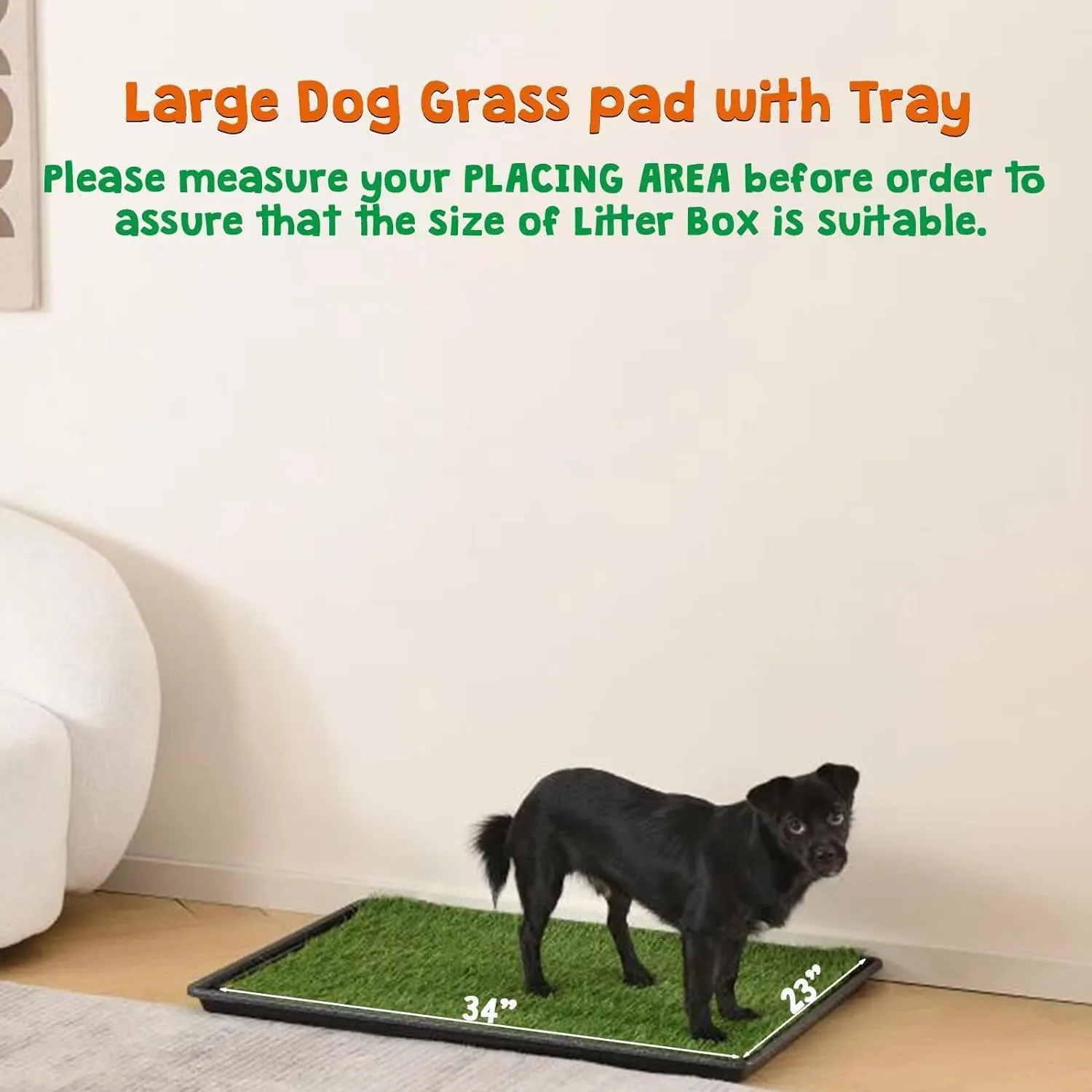 HQ4us Dog Grass Pad with Tray Medium 3121 Dog Litter Box Toilet with 2Artificial Grass for Dogs with Hemmed Edge, Pee Pads for Dogs, Realistic, Less Stink, Potty for Balcony