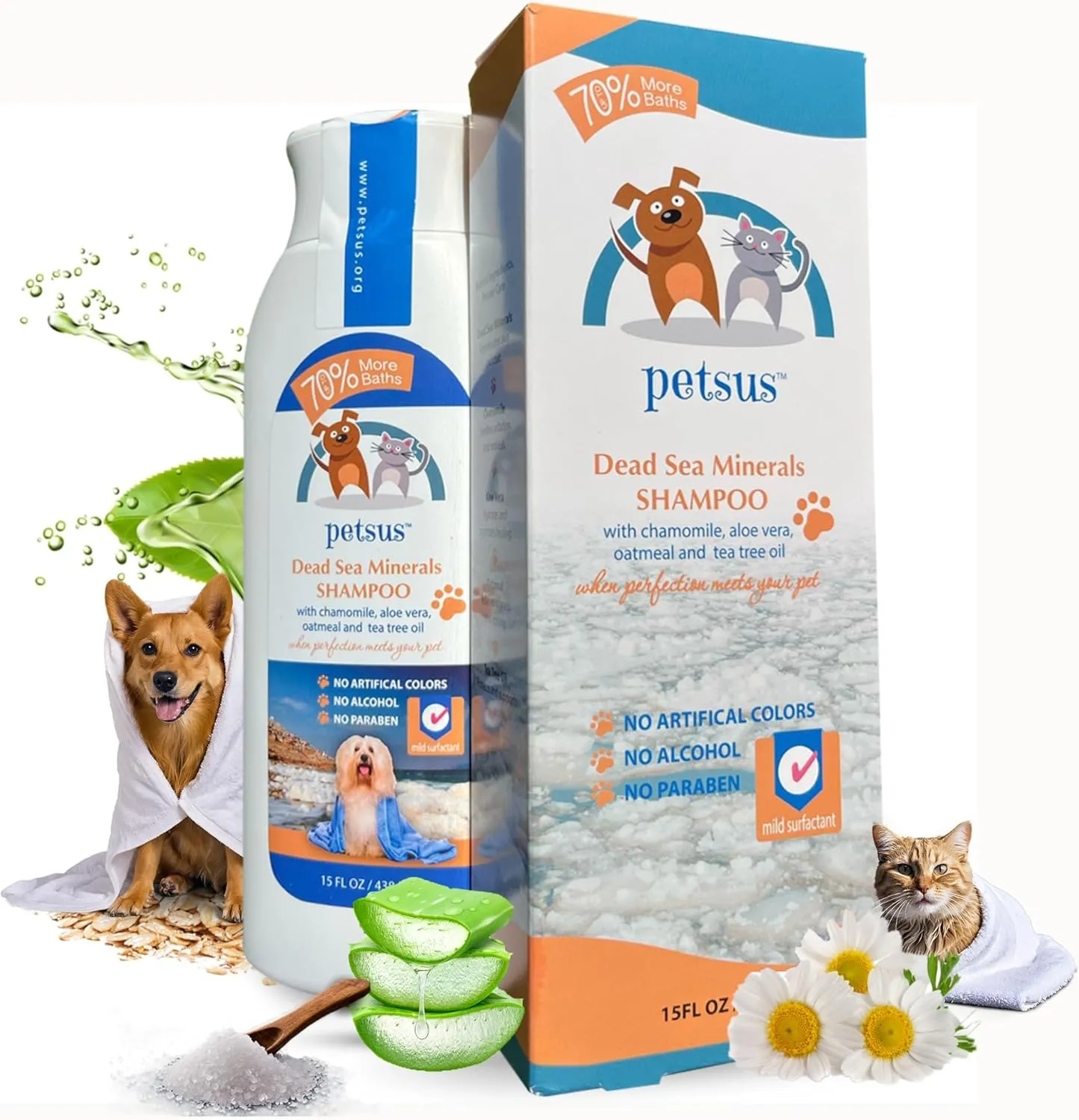 Hypoallergenic Dog & Cat Shampoo and Conditioner  All-Natural Itchy Skin Relief for Allergies | Puppy Safe | Soothing with Tea Tree Oil, Aloe Vera, and Oatmeal for Sensitive Skin