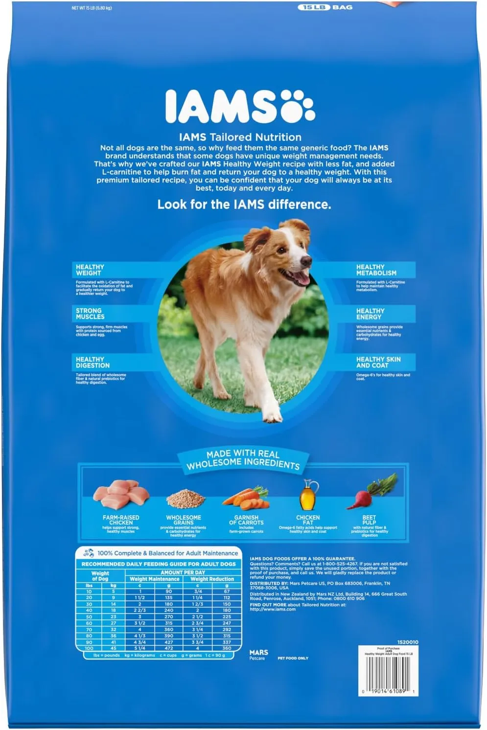 IAMS Adult Healthy Weight Control Dry Dog Food with Real Chicken, 15 lb. Bag
