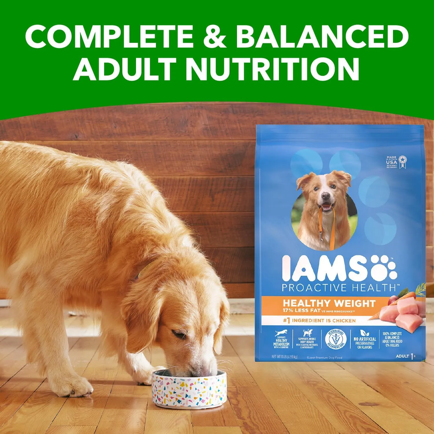 IAMS Adult Healthy Weight Control Dry Dog Food with Real Chicken, 15 lb. Bag