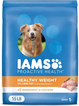 IAMS Adult Healthy Weight Control Dry Dog Food with Real Chicken, 15 lb. Bag