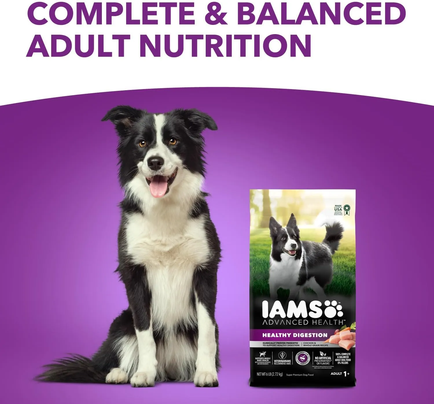 IAMS Advanced Health Adult Healthy Digestion Dry Dog Food with Real Chicken, 13.5 lb. Bag