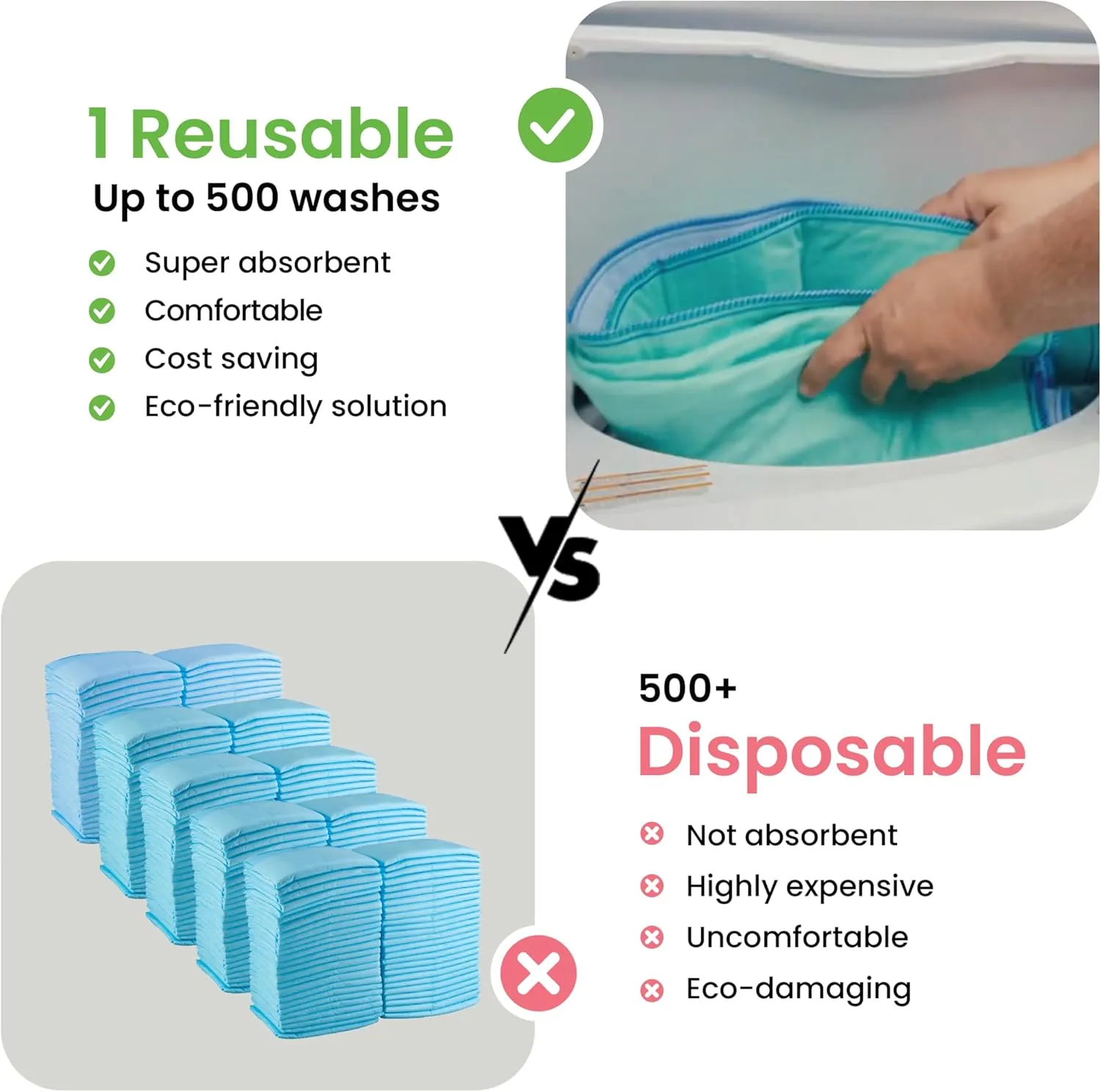 IMPROVIA Washable Underpads, 34" x 36" (Pack of 4) - Heavy Absorbency Reusable Bedwetting Incontinence Pads for Kids, Adults, Elderly, and Pets - Waterproof Protective Pad for Bed, Couch, Sofa, Floor