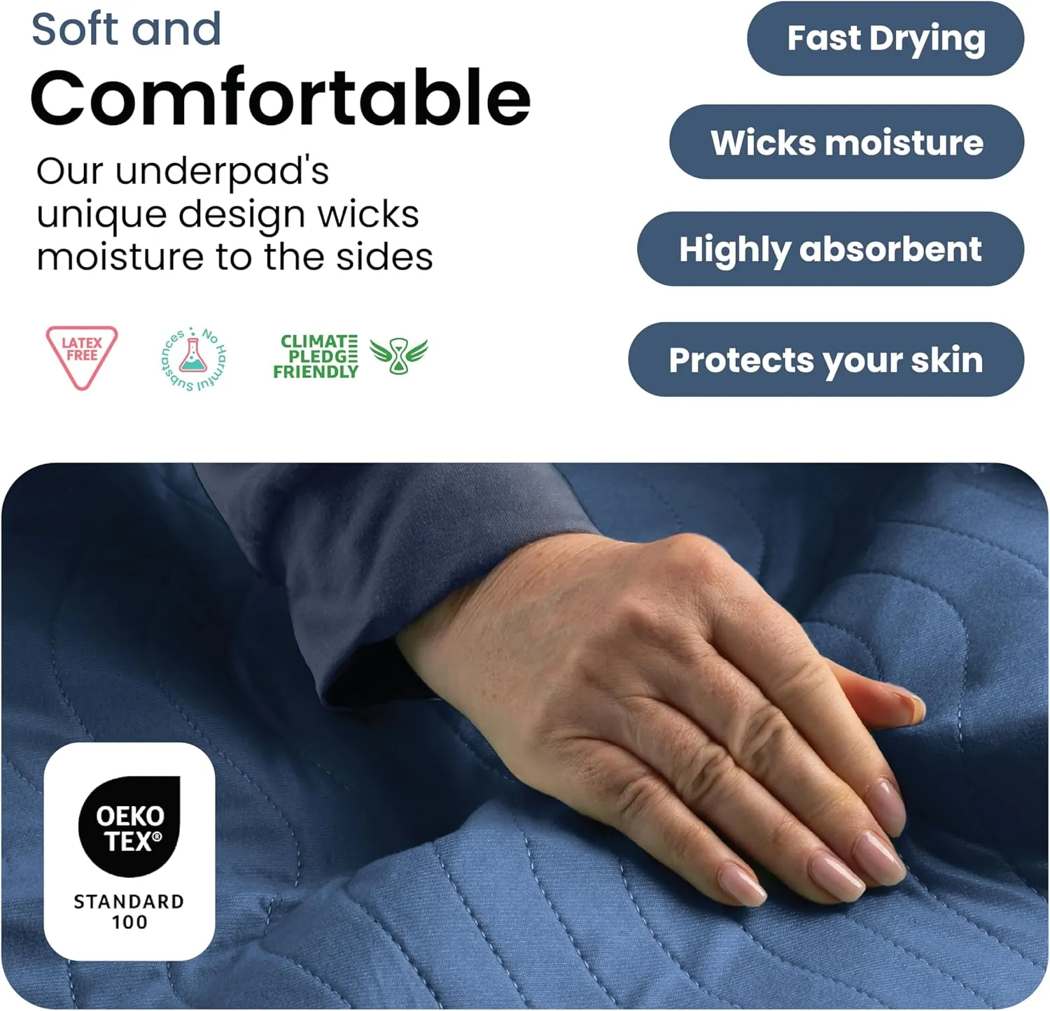 IMPROVIA Washable Underpads, Heavy Absorbency Reusable Incontinence Pads for Kids, Adults, Elderly, and Pets - Waterproof Protection Floor Navy & Green (4 Pack - 34x36)