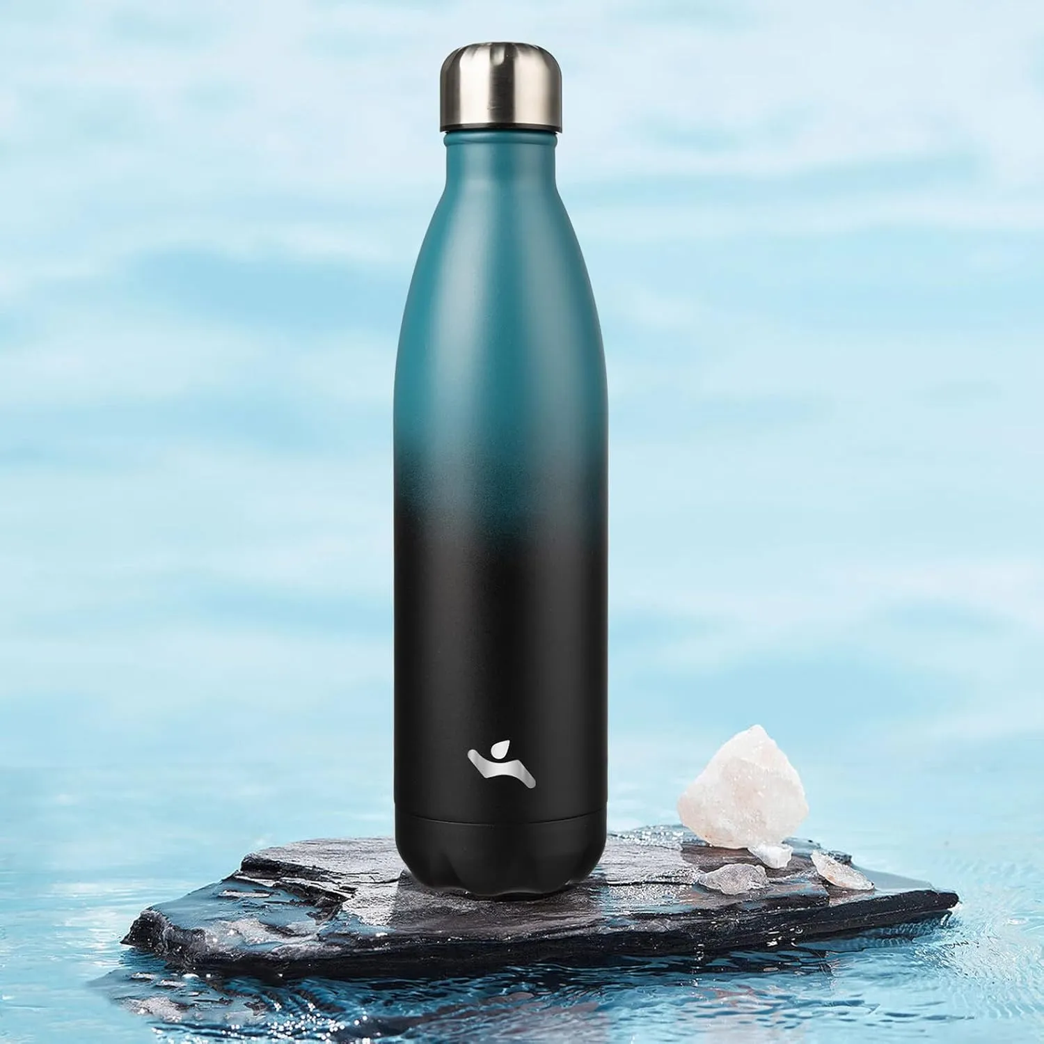 Insulated Water Bottles,25 oz Double Wall Stainless Steel Vacumm Metal Flask for Sports Travel,Indigo Black