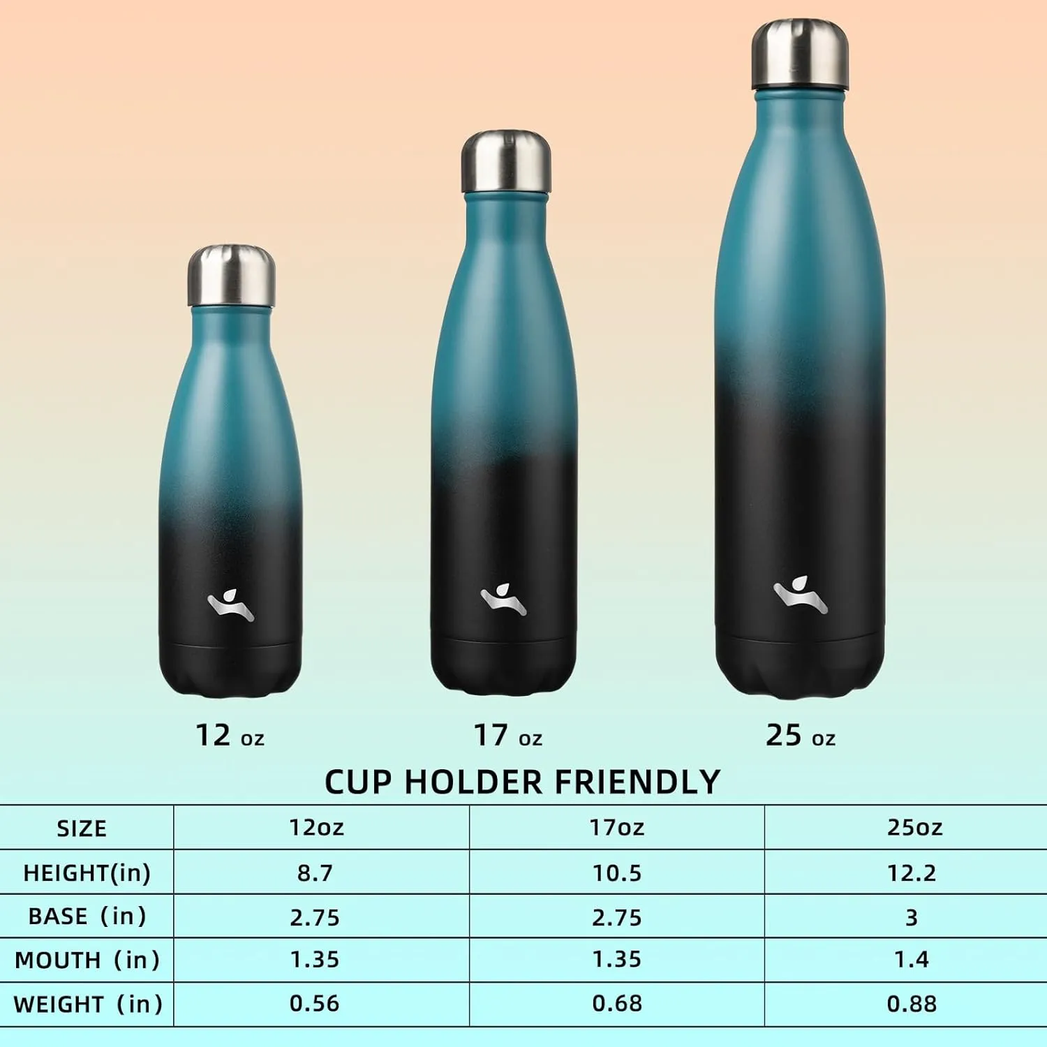 Insulated Water Bottles,25 oz Double Wall Stainless Steel Vacumm Metal Flask for Sports Travel,Indigo Black