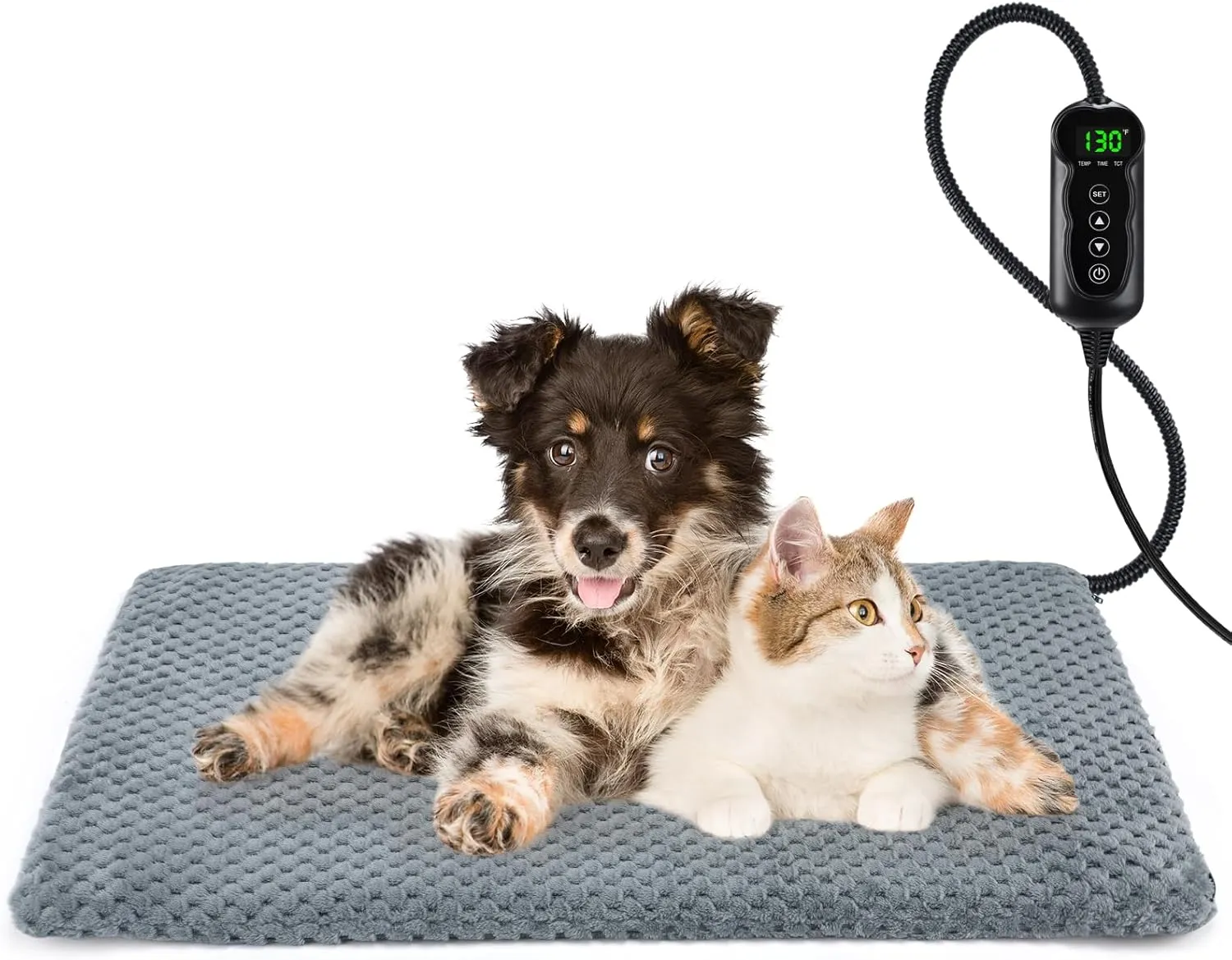 INVENHO Heated Dog Bed, Waterproof Adjustable Temperature Dog/Pet Heating Pad with Timer, Indoor Electric Pads for Dogs/Cats, 28" x 16"