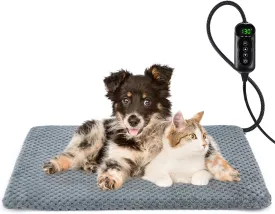 INVENHO Heated Dog Bed, Waterproof Adjustable Temperature Dog/Pet Heating Pad with Timer, Indoor Electric Pads for Dogs/Cats, 28" x 16"