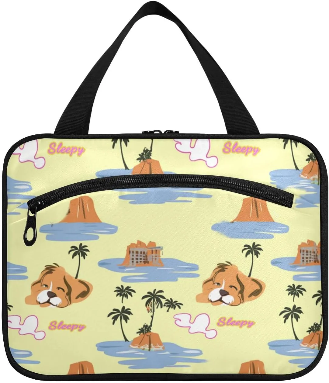 Island Holiday Cute Animal Dog hanging travel toiletry bag men with hook, designer foldable makeup bag for car for mom traveling bolso para maquillaje de mujer L