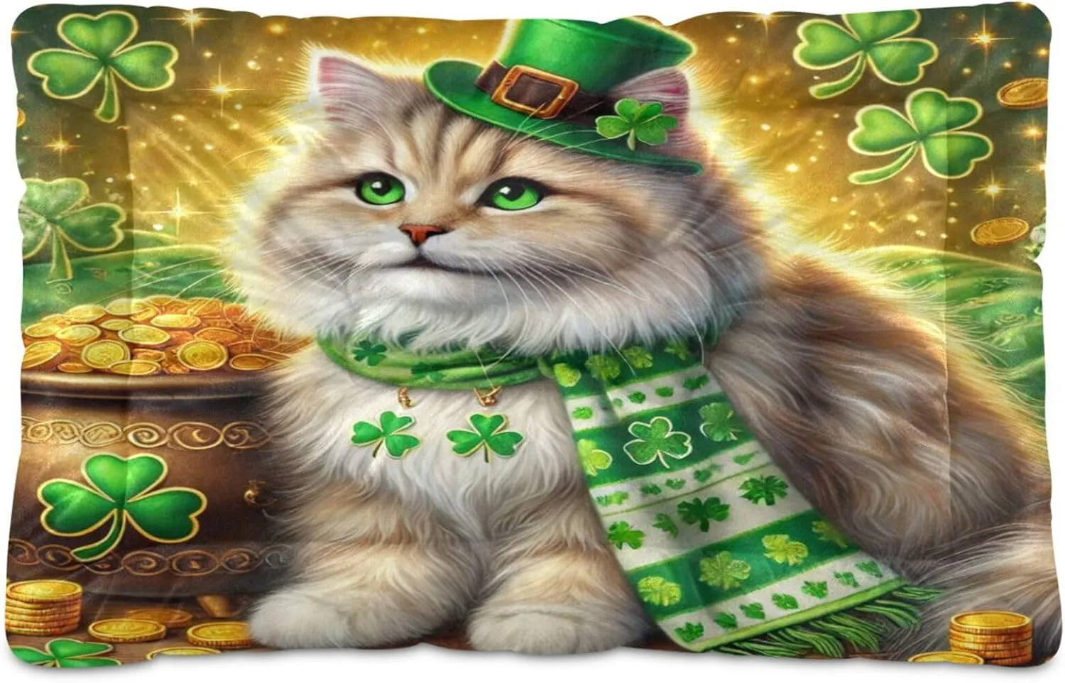 Joko Ivery Cat St Patricks Gold Coins Dog Cat Bed for Crate Soft Crate Pad Machine Washable Sleeping Mats Anti Slip Crate Mat for Dogs Puppy Cats Indoor Pet Supplies 2418 in