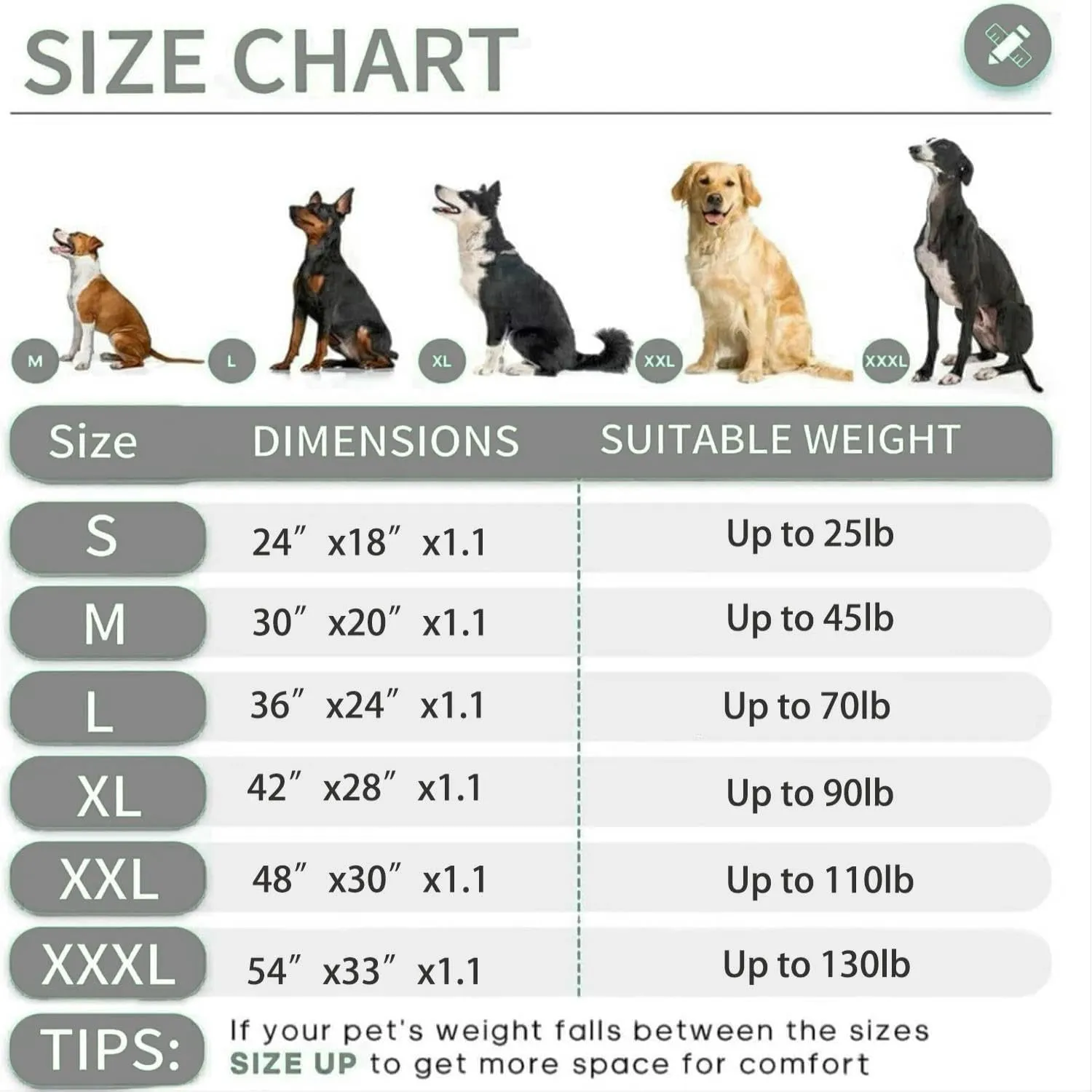 KHONSU PET Dog Bed Mat Crate Pad for Up to 110 lbs Dogs with Reversible Sides for Cold and Hot Seasons, Completely Washable Cushioned Pad 1.1inch Thin Dog Bed