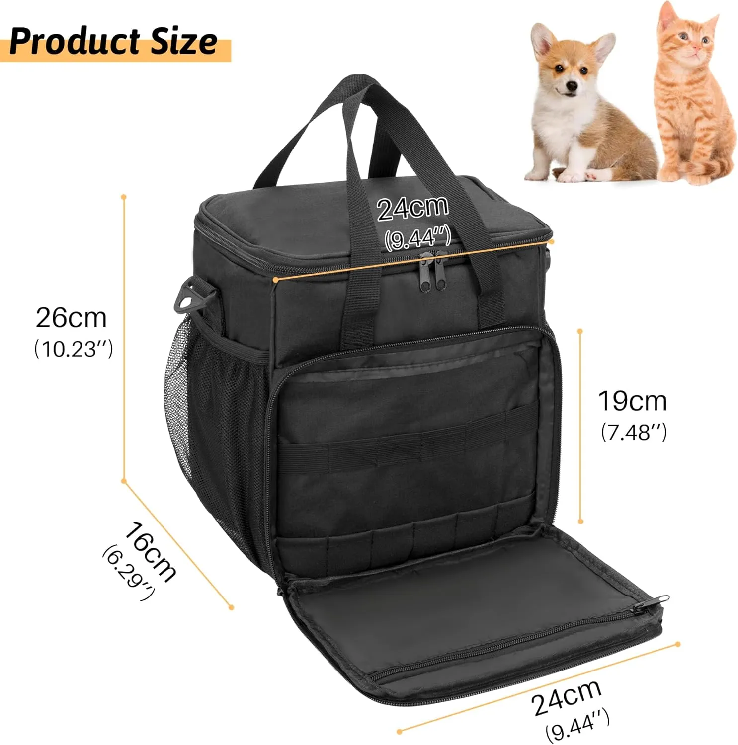 KISLANE Pet Grooming Tote Bag, Cat Grooming Tools Organizer Bag, Dog Grooming Supplies Organizer Storage for Pets Grooming Kit and Dog Wash Shampoo Accessories(Bag Only) (Black- New)