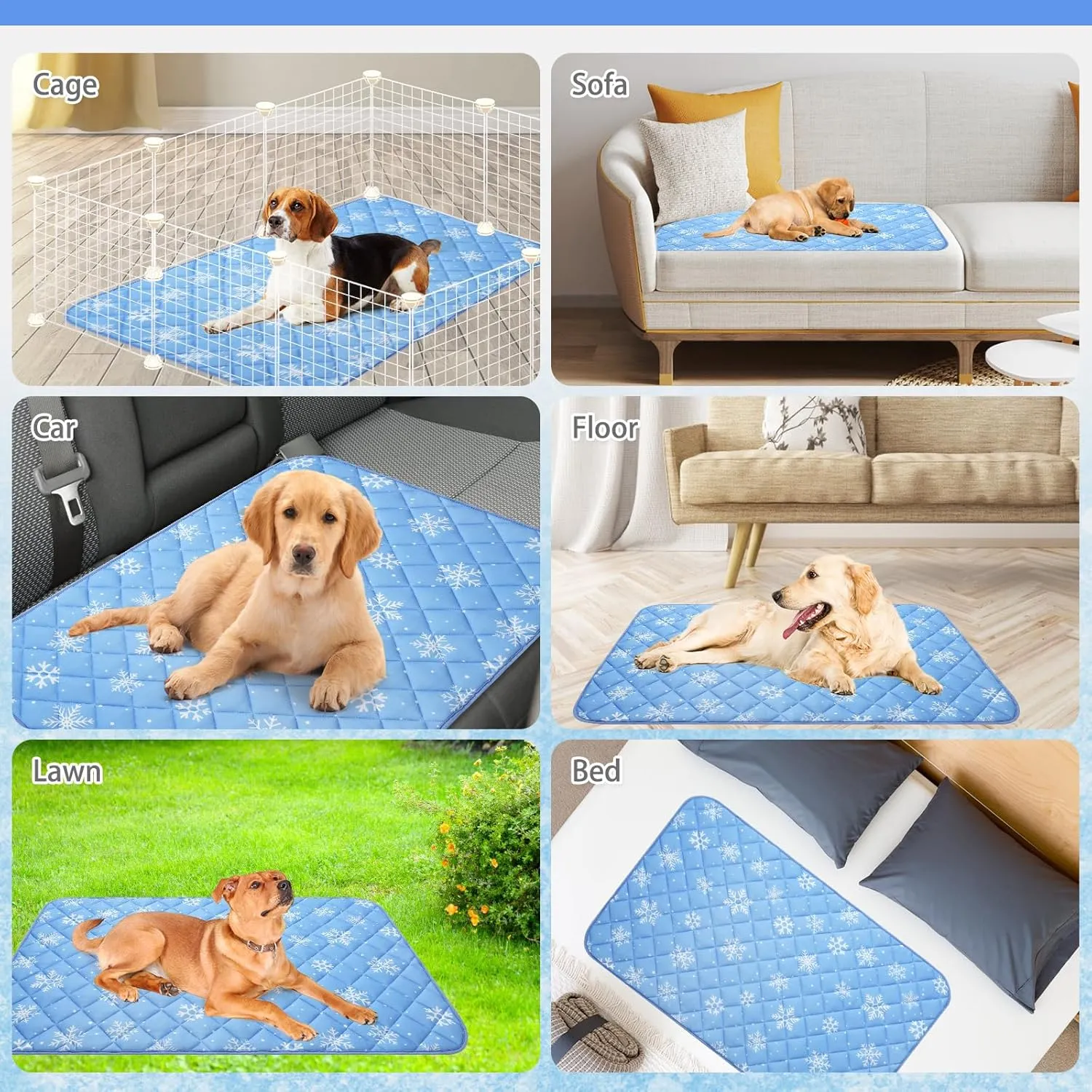 KOOLTAIL Dog Cooling Mat, 48''*28'' Upgraded Extra Large Cooling Pet Pad for Dogs Cats, Summer Dog Blanket Kennel with Non- Slip Bottom, Washable Mats for Bed Sofa Crate Playpen Outdoor Indoor