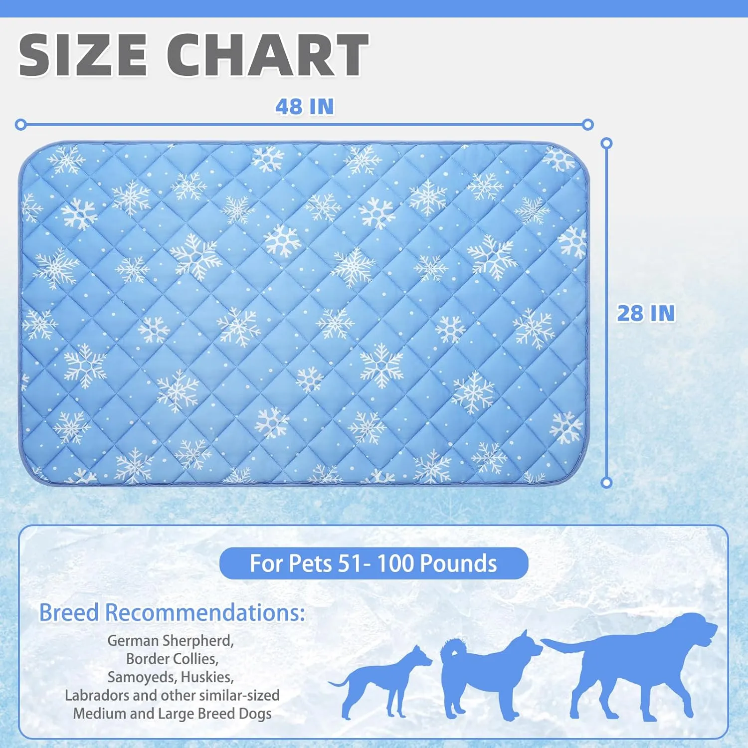 KOOLTAIL Dog Cooling Mat, 48''*28'' Upgraded Extra Large Cooling Pet Pad for Dogs Cats, Summer Dog Blanket Kennel with Non- Slip Bottom, Washable Mats for Bed Sofa Crate Playpen Outdoor Indoor