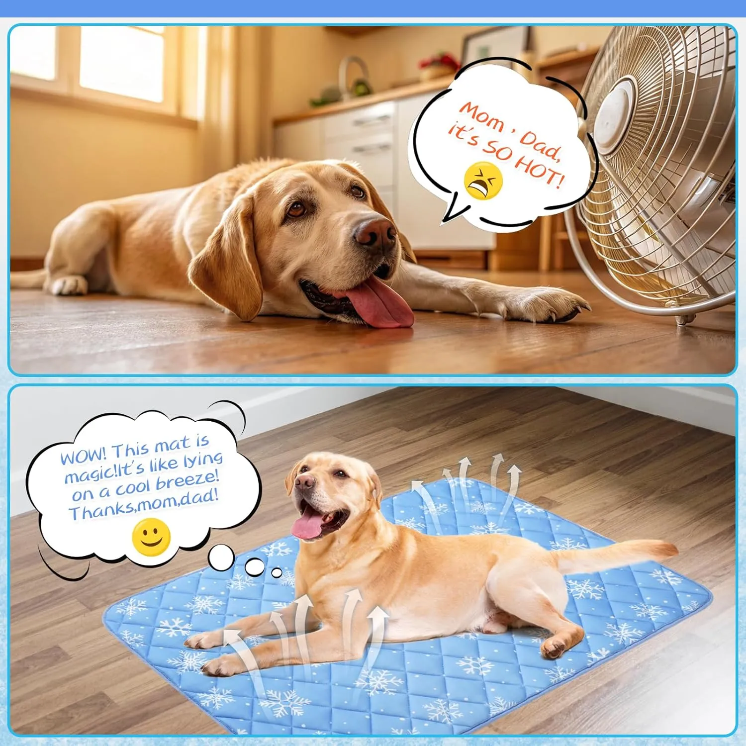 KOOLTAIL Dog Cooling Mat, 48''*28'' Upgraded Extra Large Cooling Pet Pad for Dogs Cats, Summer Dog Blanket Kennel with Non- Slip Bottom, Washable Mats for Bed Sofa Crate Playpen Outdoor Indoor