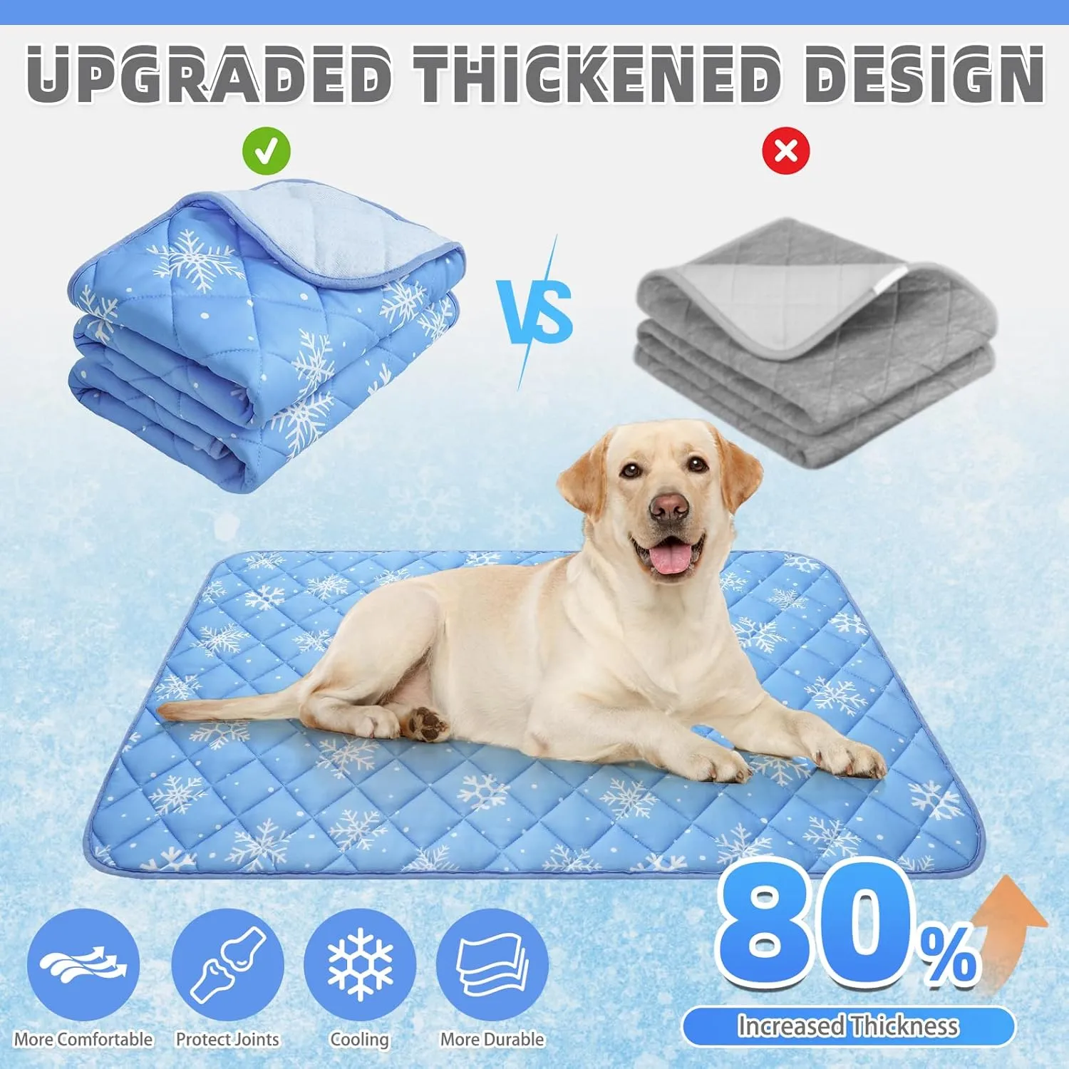 KOOLTAIL Dog Cooling Mat, 48''*28'' Upgraded Extra Large Cooling Pet Pad for Dogs Cats, Summer Dog Blanket Kennel with Non- Slip Bottom, Washable Mats for Bed Sofa Crate Playpen Outdoor Indoor