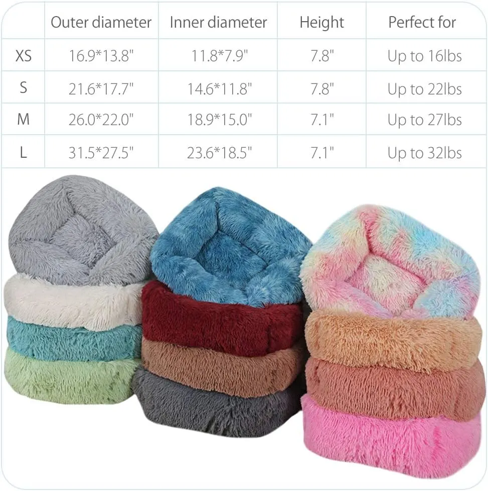 La La Pet Donut Dog Cat Bed Cozy Cave Pet Bed Burrow Dog Bed Calming Cuddler Self-Warming Pet Bed Soft Plush Pet Cushion Improved Sleep for Cats Small Medium Dogs Blue L