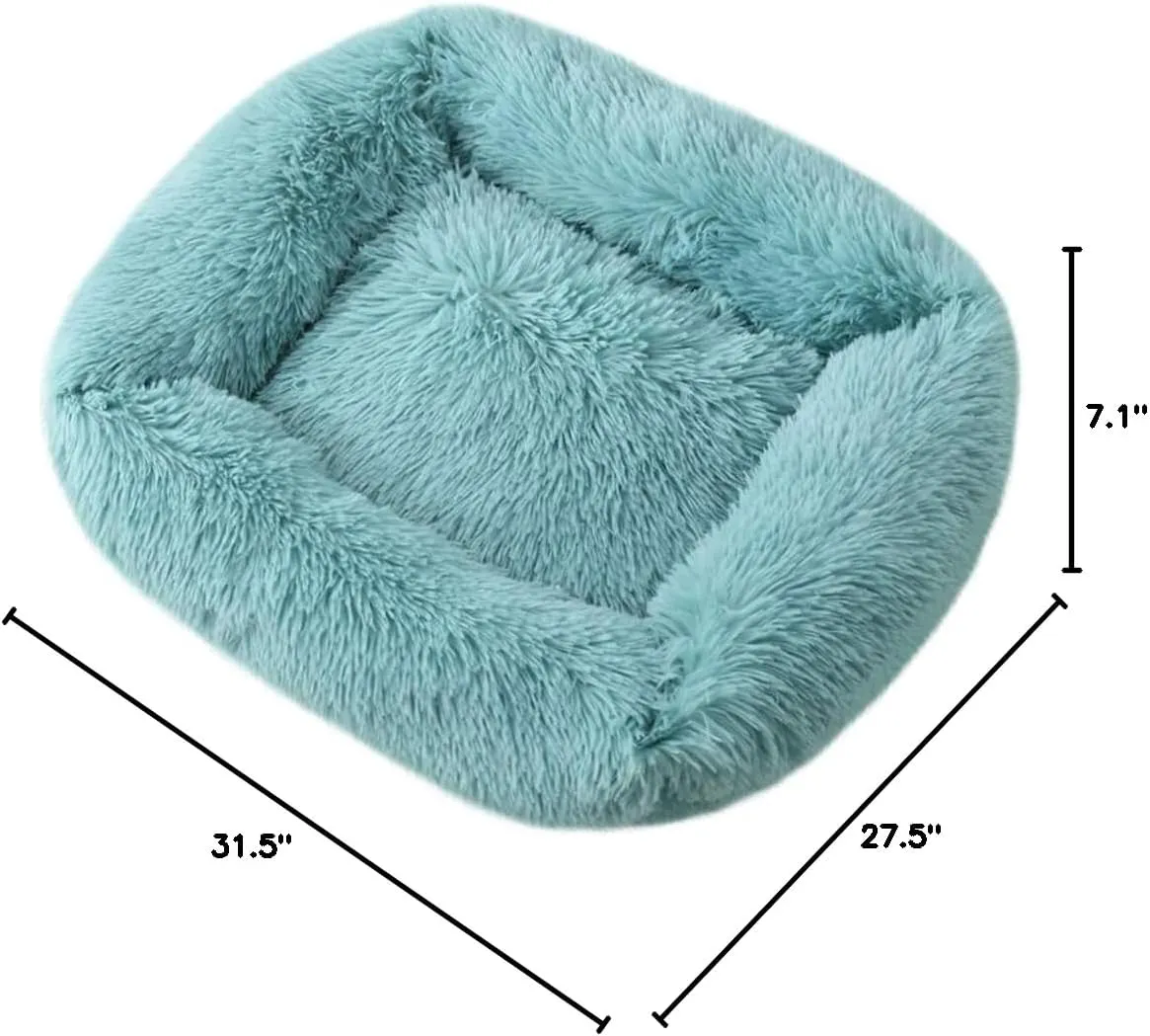 La La Pet Donut Dog Cat Bed Cozy Cave Pet Bed Burrow Dog Bed Calming Cuddler Self-Warming Pet Bed Soft Plush Pet Cushion Improved Sleep for Cats Small Medium Dogs Blue L