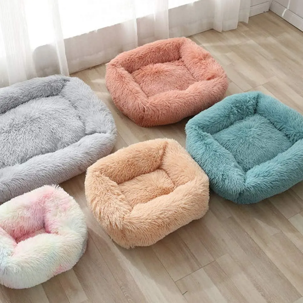 La La Pet Donut Dog Cat Bed Cozy Cave Pet Bed Burrow Dog Bed Calming Cuddler Self-Warming Pet Bed Soft Plush Pet Cushion Improved Sleep for Cats Small Medium Dogs Blue L