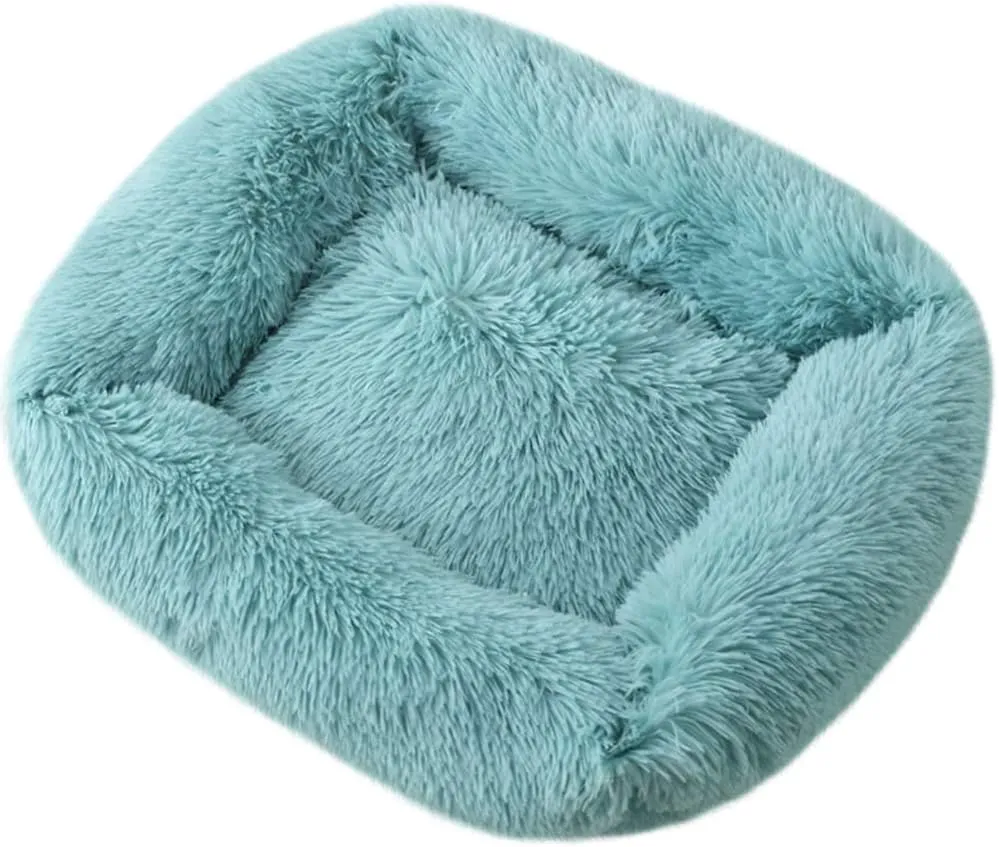 La La Pet Donut Dog Cat Bed Cozy Cave Pet Bed Burrow Dog Bed Calming Cuddler Self-Warming Pet Bed Soft Plush Pet Cushion Improved Sleep for Cats Small Medium Dogs Blue L