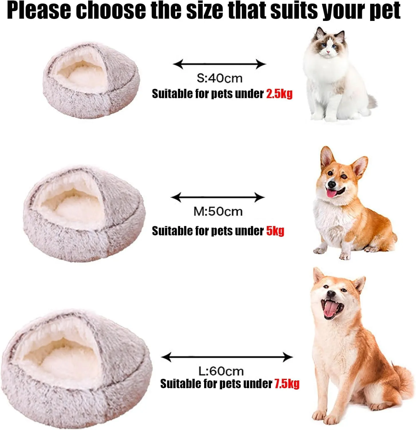 Lapcatz Nest Bed, Cat Nest Bed, Lapcatz Bed, Cat Bed Round Plush Fluffy Hooded Calming Cat Bed Cave, Winter Cozy Pet Bedfor Indoor Cats Cave & Calming Dog Beds (Dark Grey, S)
