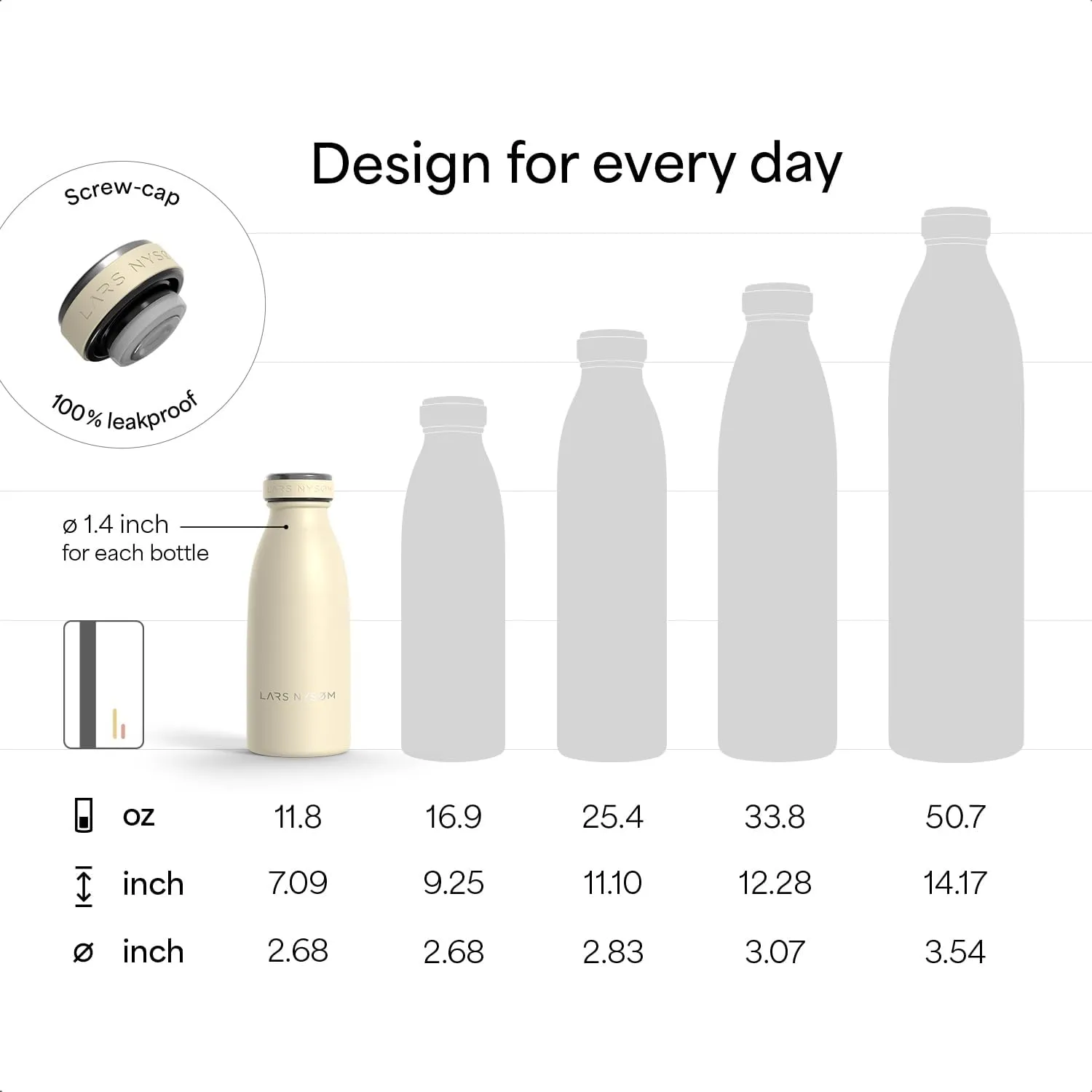 LARS NYSM Stainless Steel Insulated Water Bottle 12oz 17oz 25oz 34oz 51oz | Insulated Thermo Flask for Hot and Cold Beverages | Leakproof Drinking Bottle (Sage Green, 11.9oz)