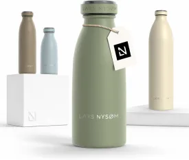 LARS NYSM Stainless Steel Insulated Water Bottle 12oz 17oz 25oz 34oz 51oz | Insulated Thermo Flask for Hot and Cold Beverages | Leakproof Drinking Bottle (Sage Green, 11.9oz)