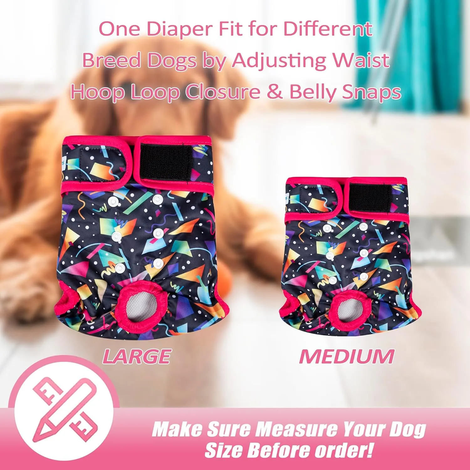Leekalos Reusable Washable Dog Diapers Female (3 Pack) - Highly Absorbent Doggie Diapers - Size Adjustable Puppy Diapers for Dog Period Panties (X-Large)