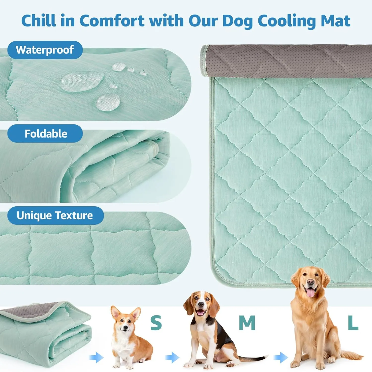 LOOBANI Dog Cooling Mat for Summer - Cooling Mat for Large Dogs with Anti-Slip Bottom, Durable Pet Cool Mat for Dogs, Cats, Indoor & Outdoor Use, Sofas, Bed, Kennels and Floor