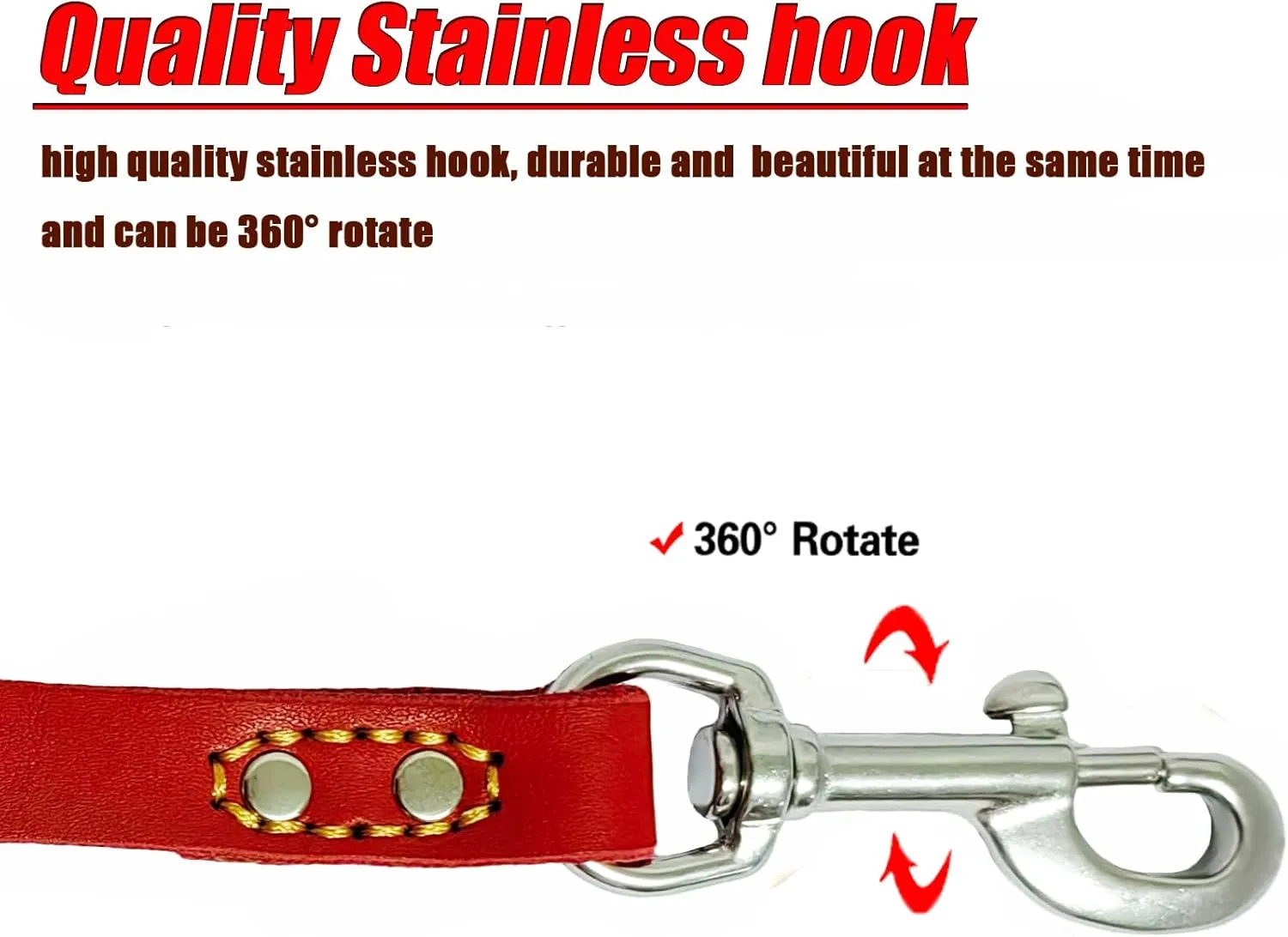 LWBMG Leather Dog Leash 6 ft, Dog Leashes for Large Dogs Heavy Duty Dog Leash Soft Handmade Leather Training Leash for Small Medium Large Dogs Walking, Training, Hiking, and Running Red